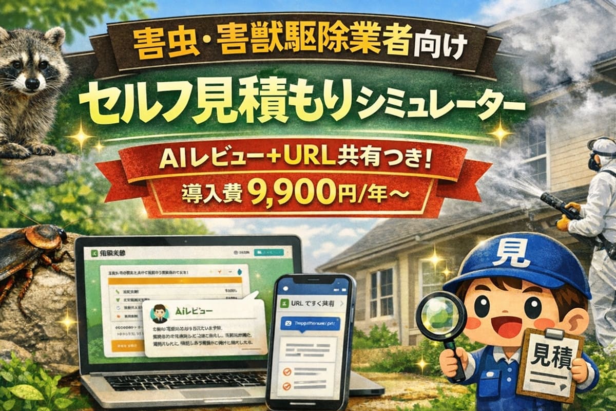害虫・害獣駆除サービスを手がける事業者向けの見積もりシミュレーター案内用画像