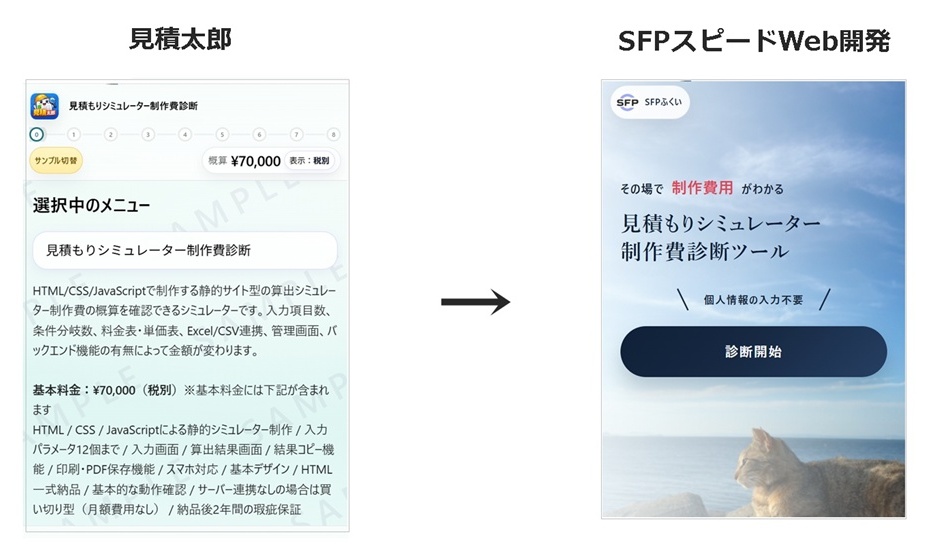 見積太郎の計算ロジックを活かして見た目をカスタマイズしたシミュレーター事例