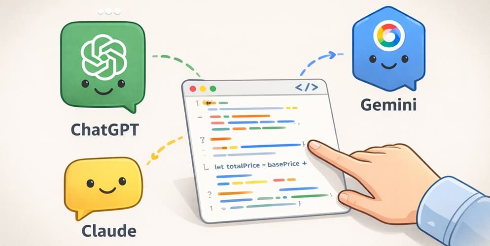 生成AIに内容を渡してコードを作っているイメージ