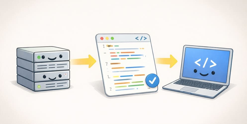 出力されたコードをファイルに反映して完成するイメージ
