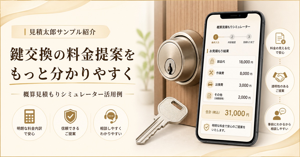 鍵交換サービス料金の不安を減らす概算見積もりシミュレーターのイメージ画像