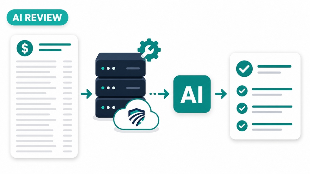 SFPのサーバーを介してAIレビューを行うイメージ画像