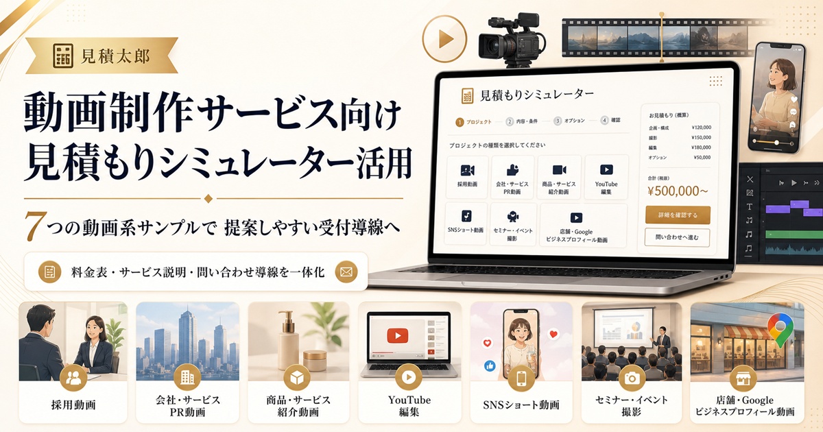 動画制作・編集代行向け見積もりシミュレーターの活用イメージ画像